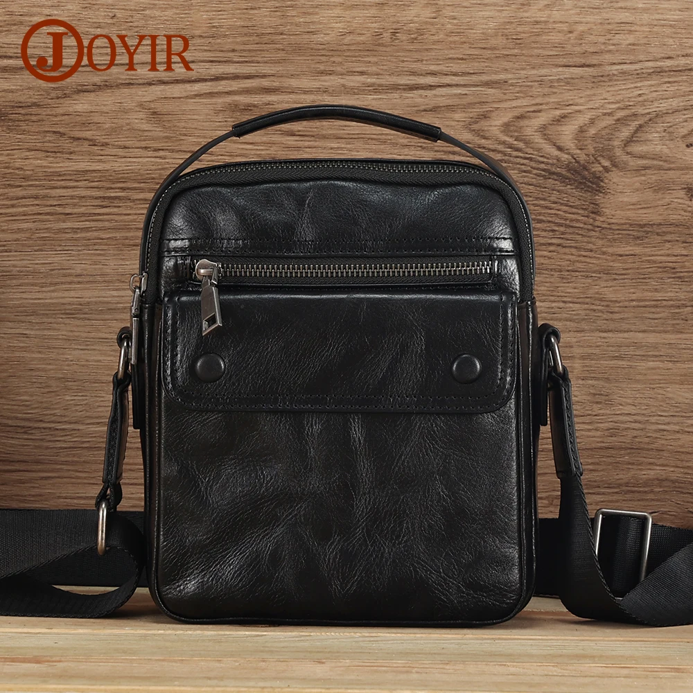 

JOYIR Genuine Leather Men's Small Messenger Bag Vintage for 7.9‘’ iPad Fashion Style Casual Crossbody Shoulder Bag Handbag Man