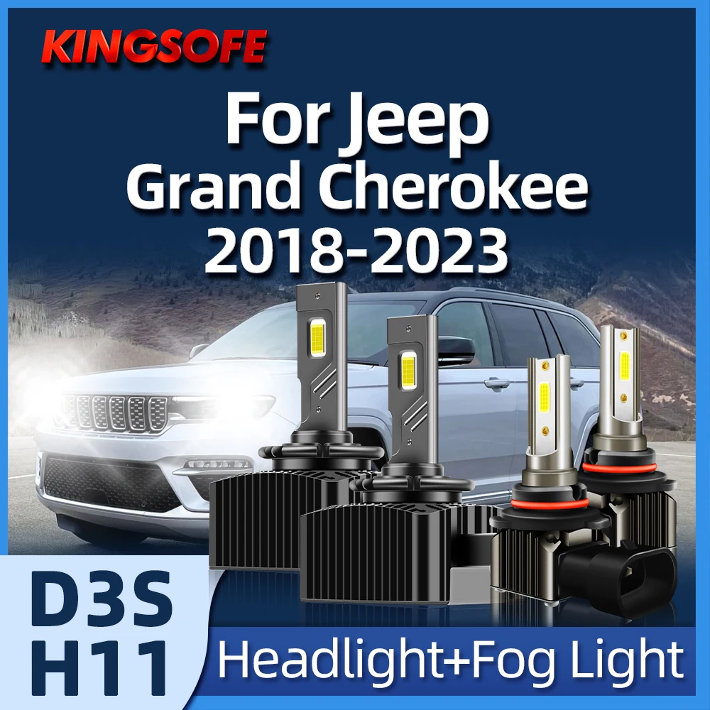 

D3S LED Headlight For Jeep Grand Cherokee 2018 2019 2020 2021 2022 2023 40000LM HID 6000K White 55W High Bright H11 Fog Light