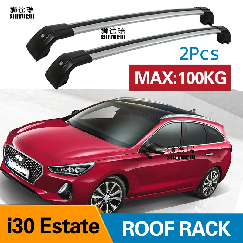 SHITURUI 2Pcs Roof Bars for Hyundai I30 Estate i30 SW 2018 2019 2020 2021 Aluminum Alloy Side