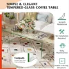Glass Coffee Table Modern Home Furniture Clear Tempered Glass End Table Waterfall Table with Rounded Edges 6