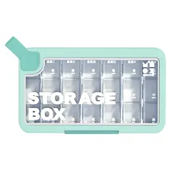 Large Weekly Pill Organizer with Dispenser and Medicine Storage (Light Blue)