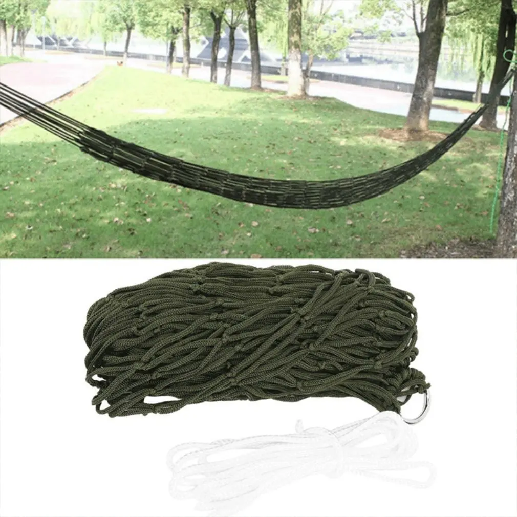 Portable Nylon Mesh Hammock Sleeping Bed for Outdoor Travel Camping Hanging Folding Patio Swing Chair Furniture