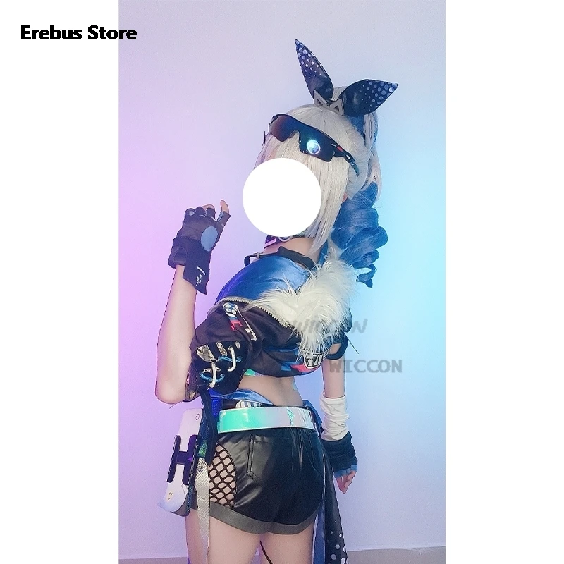 

game Honkai Star Rail Silver Wolf Cosplay Costume Wig Uniform Glasses Earrings Stellaron Hunters Hacker Halloween Party Women