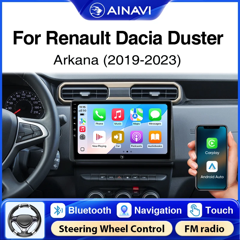Radio de coche inalámbrica Android Auto Carplay 2 Din para Renault Dacia Duster, radio de coche, radio para coche, pantalla Carplay, pantalla para coche, Bluetooth, radio Android, radio para coche, radio para automóvil, sistemas inteligentes para automóvil, 10 pulgadas 1
