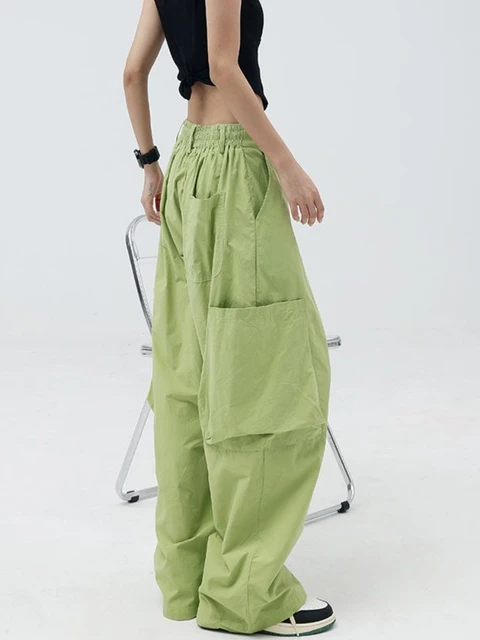 Summer Parachute Black Pants Women Hippie Streetwear Oversize Pockets Cargo  Trousers Harajuku Wide Leg Baggy Sweatpants Women