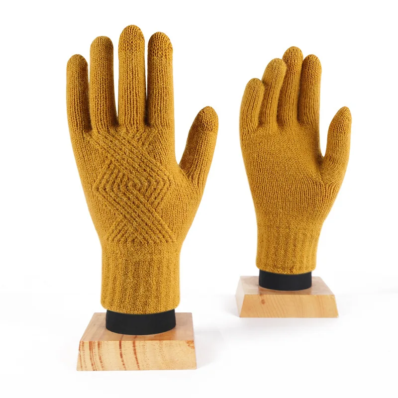 Winter Women Keep Warm Touch Screen Plus Cashmere Thicken Cycling Elasticity Knitting Wool Gloves Fashion Elegant Female Slim