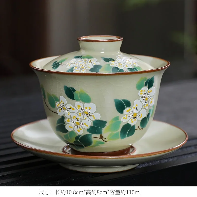 Ceramic Gaiwan Chinese Teacup Handmade Sancai Tea Tureen Kungfu Tea Bowl Cups Porcelain Teaware Set Accessories Jingdezhen