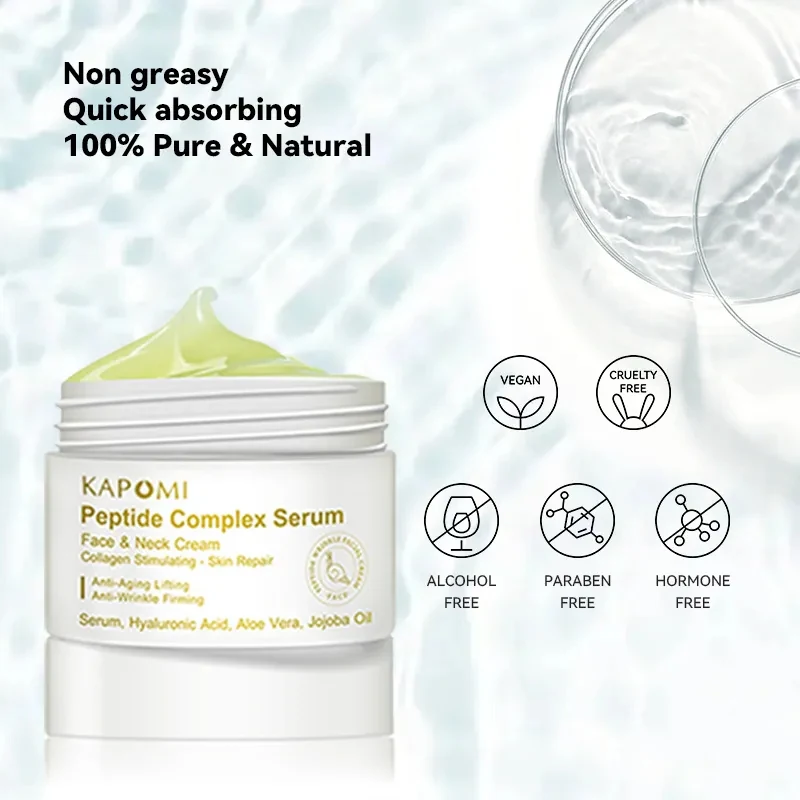 KAPOMI Peptide Complex Serum Face Neck And Chest Cream Collagen Essence Facial Anti-Wrinkle Anti-Aging Skin Lifting Care six peptide anti wrinkle soothing cream 20ml six peptides face anti wrinkle essence moisturizing lifting firming serum aging