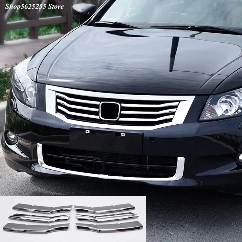 

Отделка передней решетки радиатора, наклейки на крышку для Honda Accord 8 поколения 2008 2009 2010, хромированный АБС-пластик, украшение передней и сред...