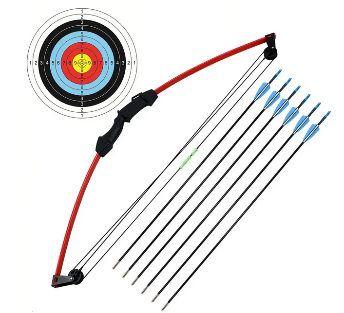 

35in Compound Bow for Youth Kids, Beginner Hunting Bow Target Archery Set Outdoor Games for Boys and Girls 8 Arrow