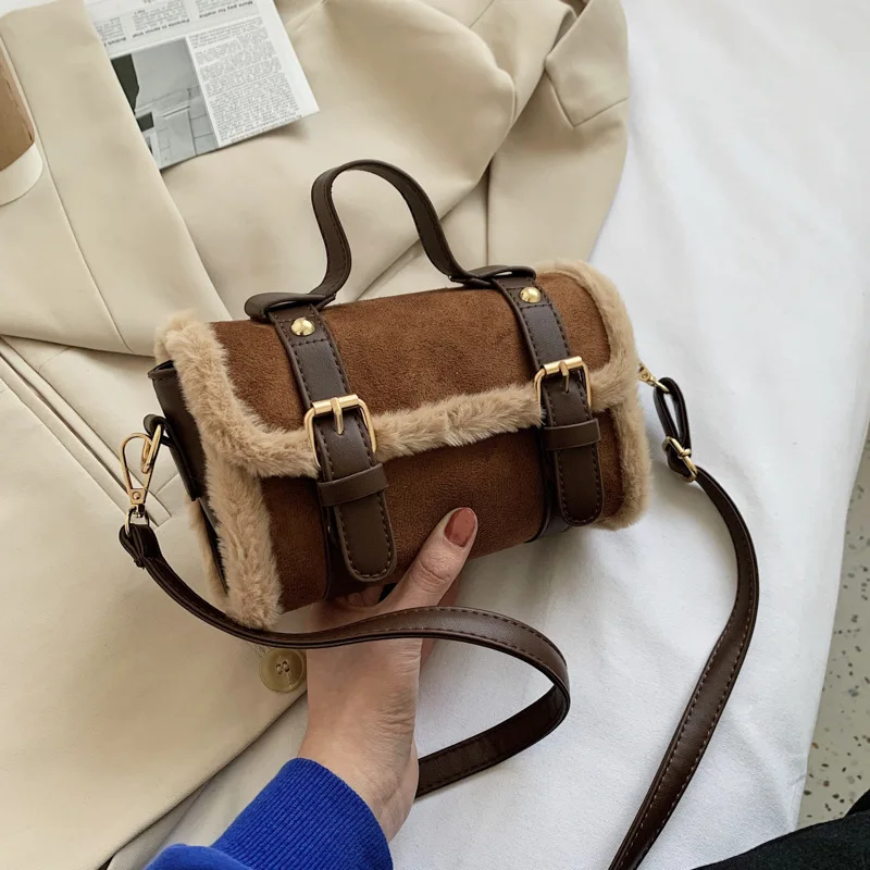 

Small Crossbody Bags for Women Vintage Suede Diagonal Bag Ladies