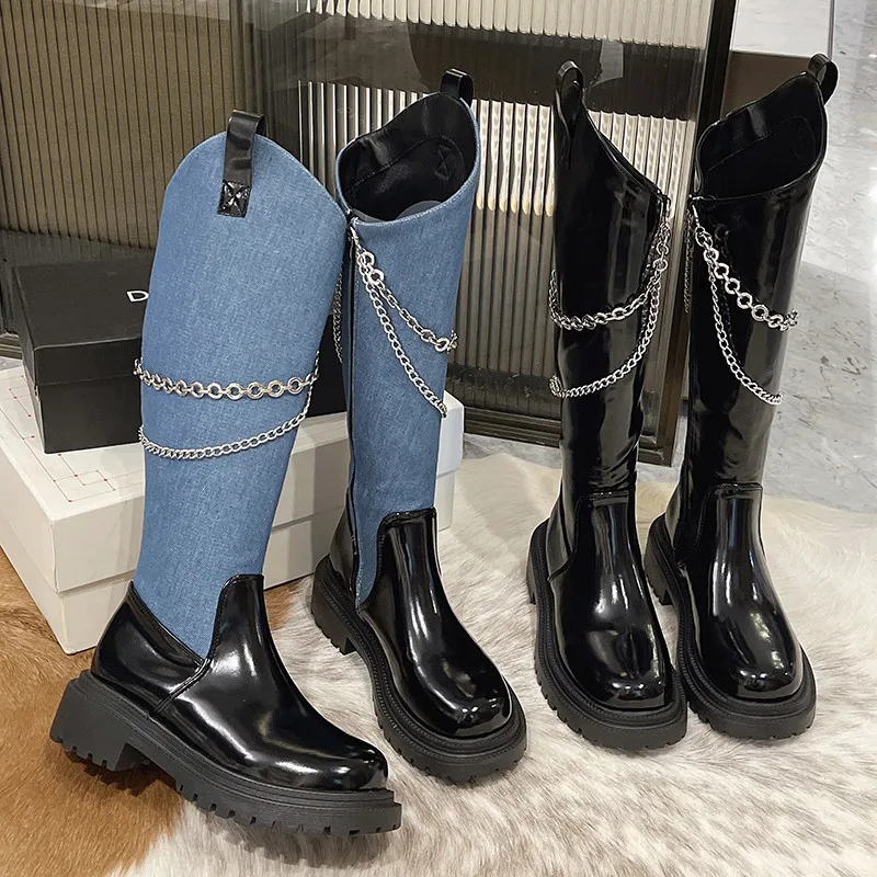 

Flat Heel Women's Boots Autumn Round Toe Zipper Boots-Women Shoes Med Lolita Over-the-Knee 2022 Mid Calf Ladies Mid-Calf PVC Bas