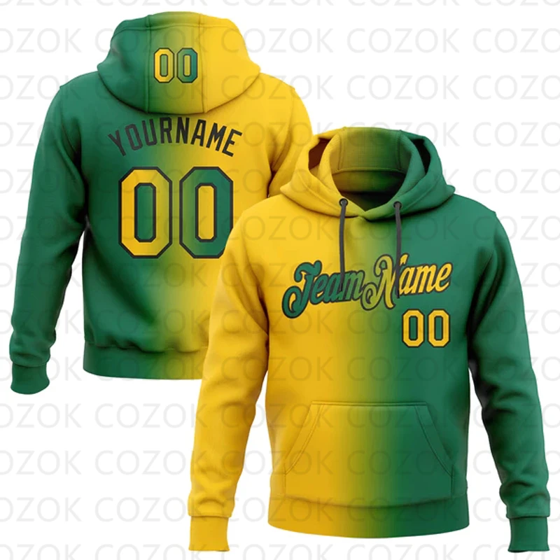 Customized Hoodie Green Color splicing Jersey 3D Printed  Unisex Pullovers Hoodie Casual Sweatshirts