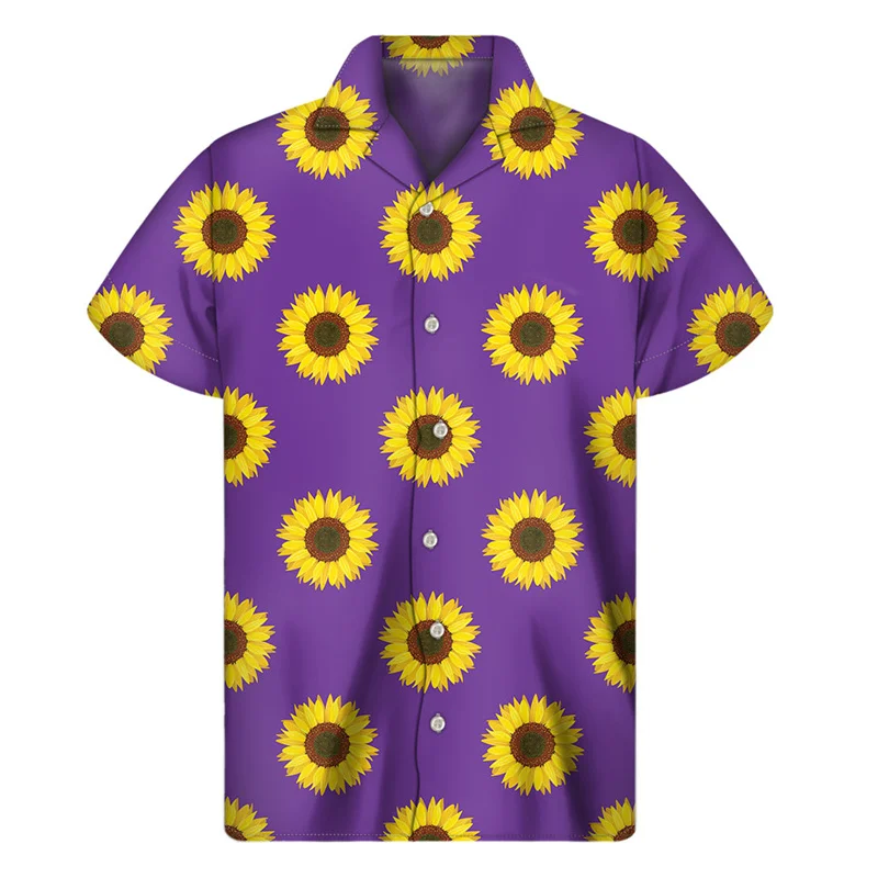 thumbnail image 1 of Camisa hawaiana con estampado 3D de girasoles para hombre, ropa para hombre, camisas hawaianas florales, blusas de manga corta de verano, blusa con botones y solapa de calle, 1 of 5