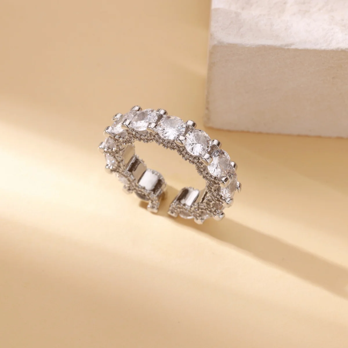 Cubic Zirconic Open Rings Gold Color Wedding Ring