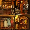DIY Book Nook Shelf Kits Royal Steamer Store Wooden Miniature Model Kit Handmade Casa Bookend With Light Bookshelf Friends Gifts 5