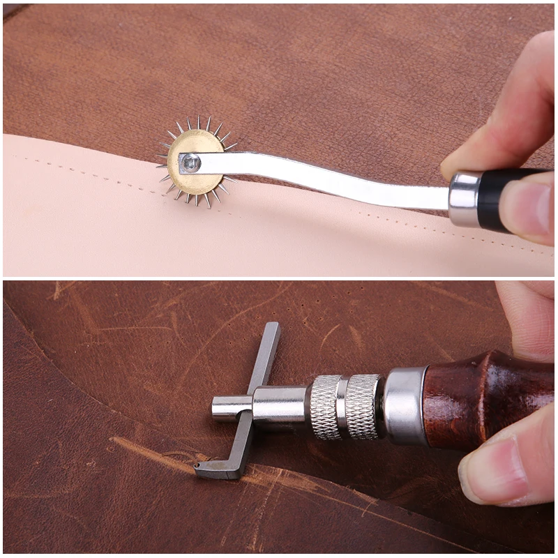 Leather Working Kit Different Leather Craft Tool with Sewing Needle  Stitching Groover Awl Metal Button Snaps for Leather Making - AliExpress