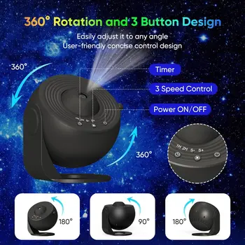 Mexllex HD Starry Sky Globe Galaxy Projection Night Light, Black Planetarium LED Lamp for Bedroom Christmas Birthday Party Gift 4