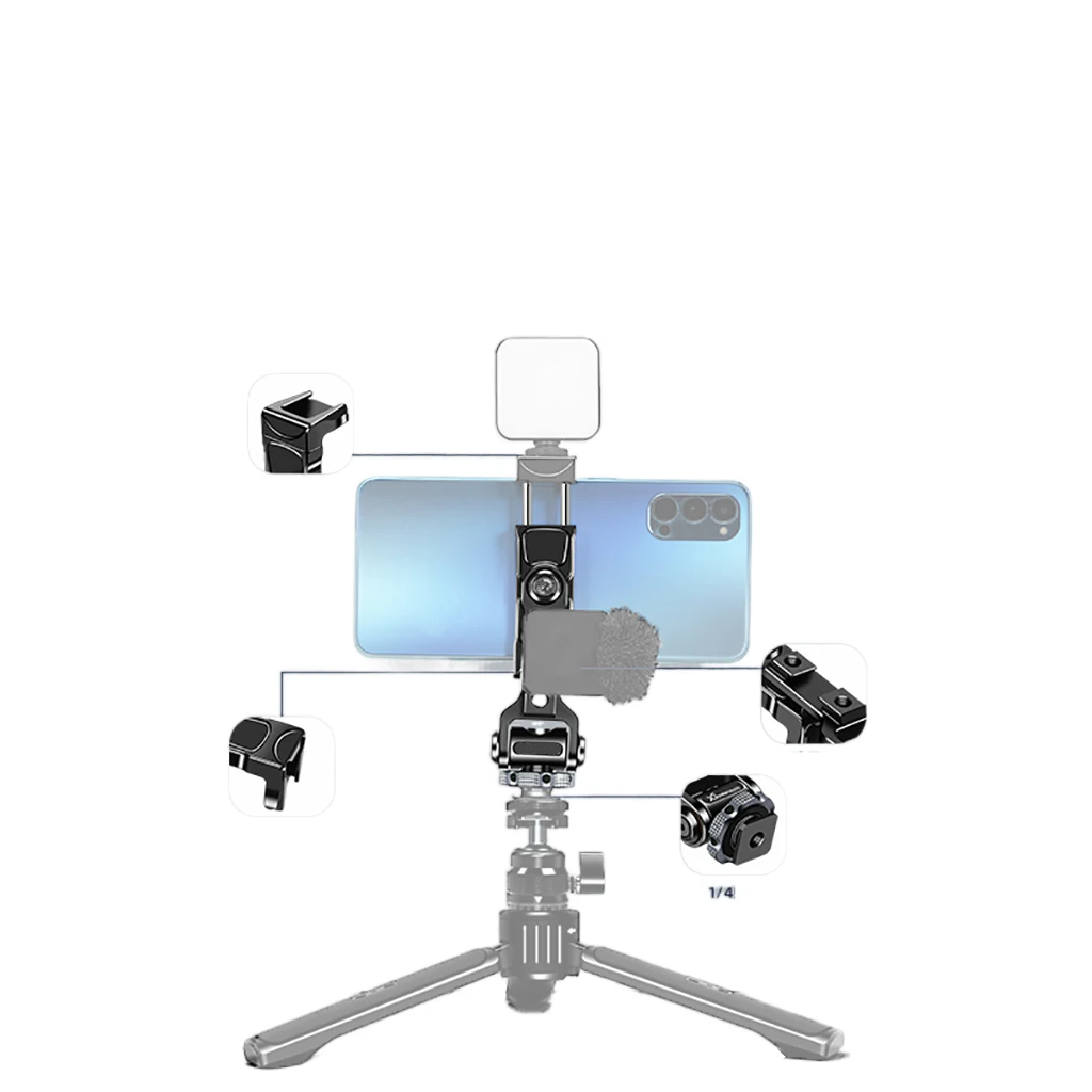 Adattatore per treppiede per telefono in alluminio supporto per supporto per scarpe fredde supporto regolabile universale verticale e orizzontale per iPhone 12 11 Pro  44