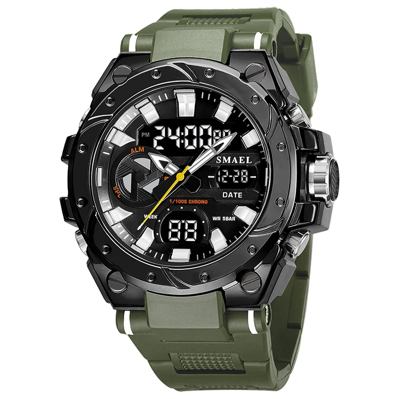 SMAEL Sport Watches: Waterproof Multifunctional Men's LED Watch with Dual Time Display and Stopwatch