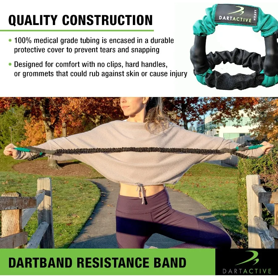 DartBand Premium Resistance Bands with Handles,Door Anchor,and Carabiner Clip for Athletic Training,Rehab,Strength Training,Yoga