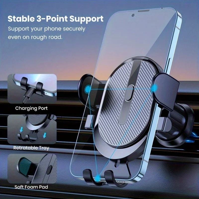 Universal 360° Rotating Air Vent Phone Holder with Anti-Slip Grip