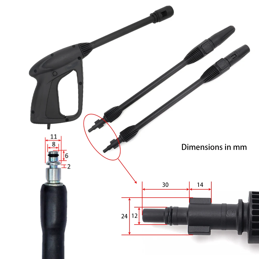 High Pressure Washer Spray Gun Jet Lance Nozzle Car Washer Jet Water Gun Spear Wand for Bosch Black Decker AR Blue Clean Makita 6