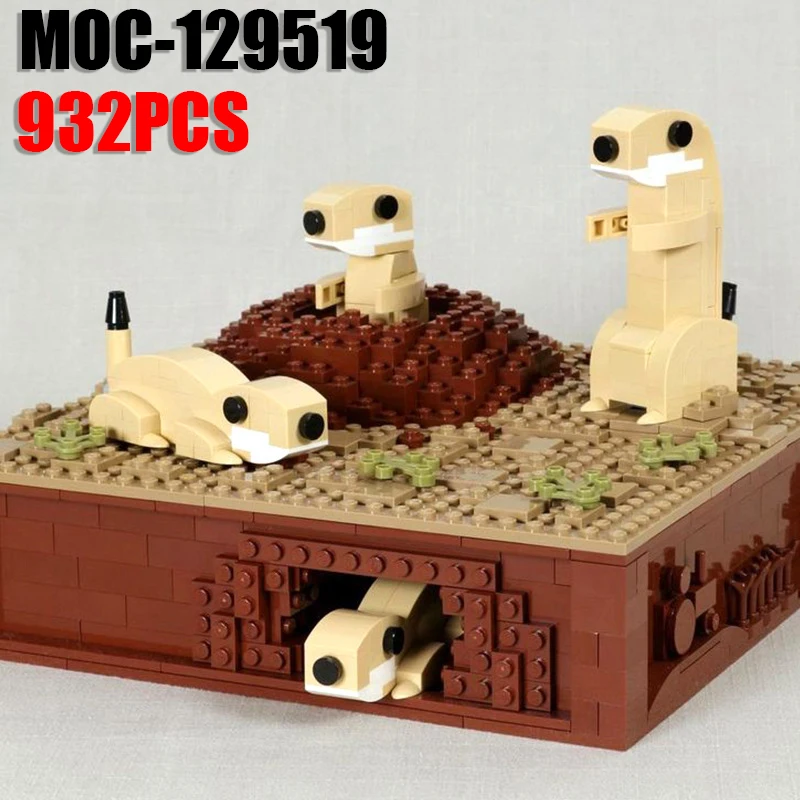 

MOC Marmot Animal Building Blocks Nature World Scene Pet Cave Wildlife Soil Hand Operated Toys Children Gift