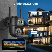 Caméra Wifi extérieure 8MP 4K double objectif double écrans noir caméra de Surveillance Vision nocturne détection humaine caméra de sécurité ICsee 2