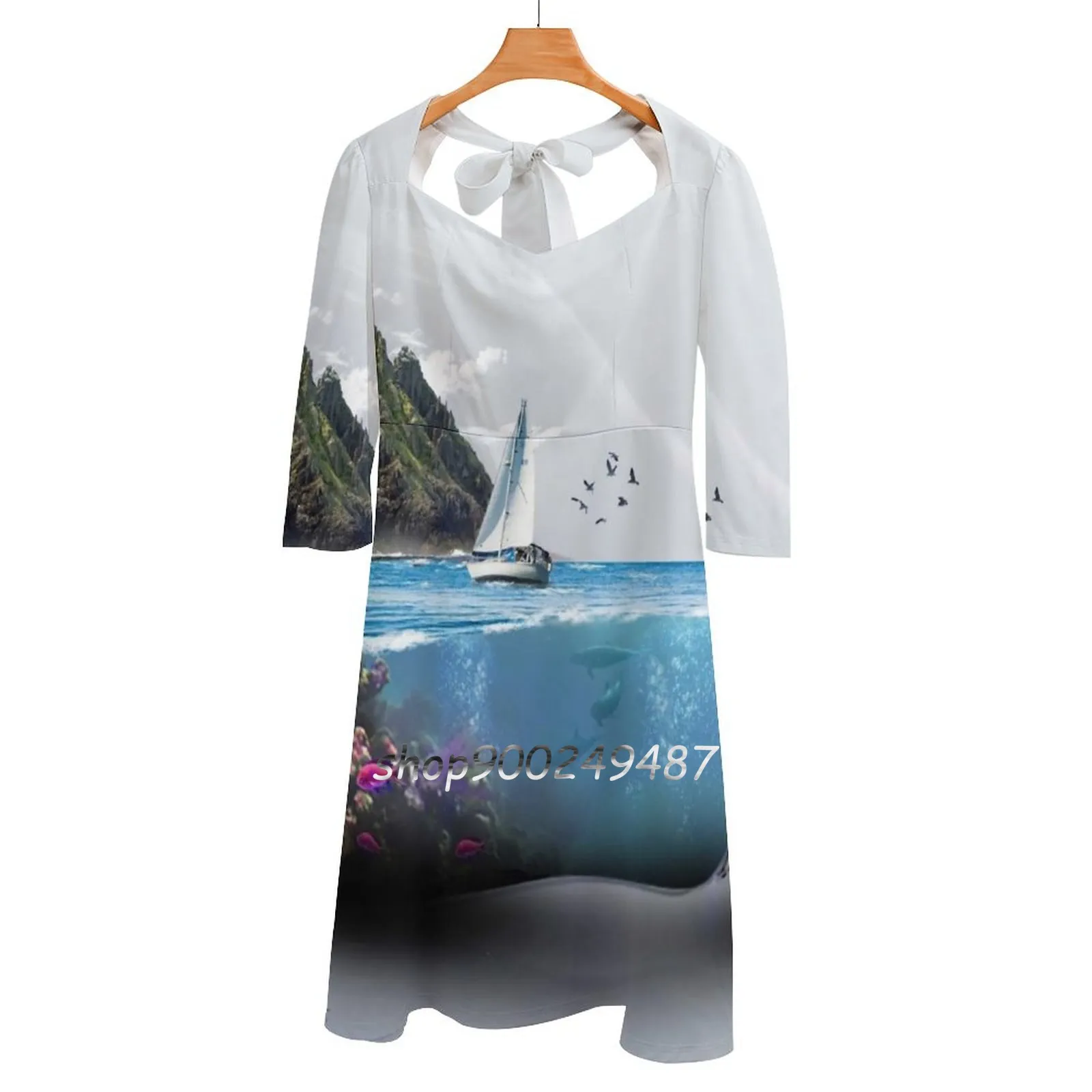 

Элегантное платье с квадратным вырезом для пляжа и вечеринок