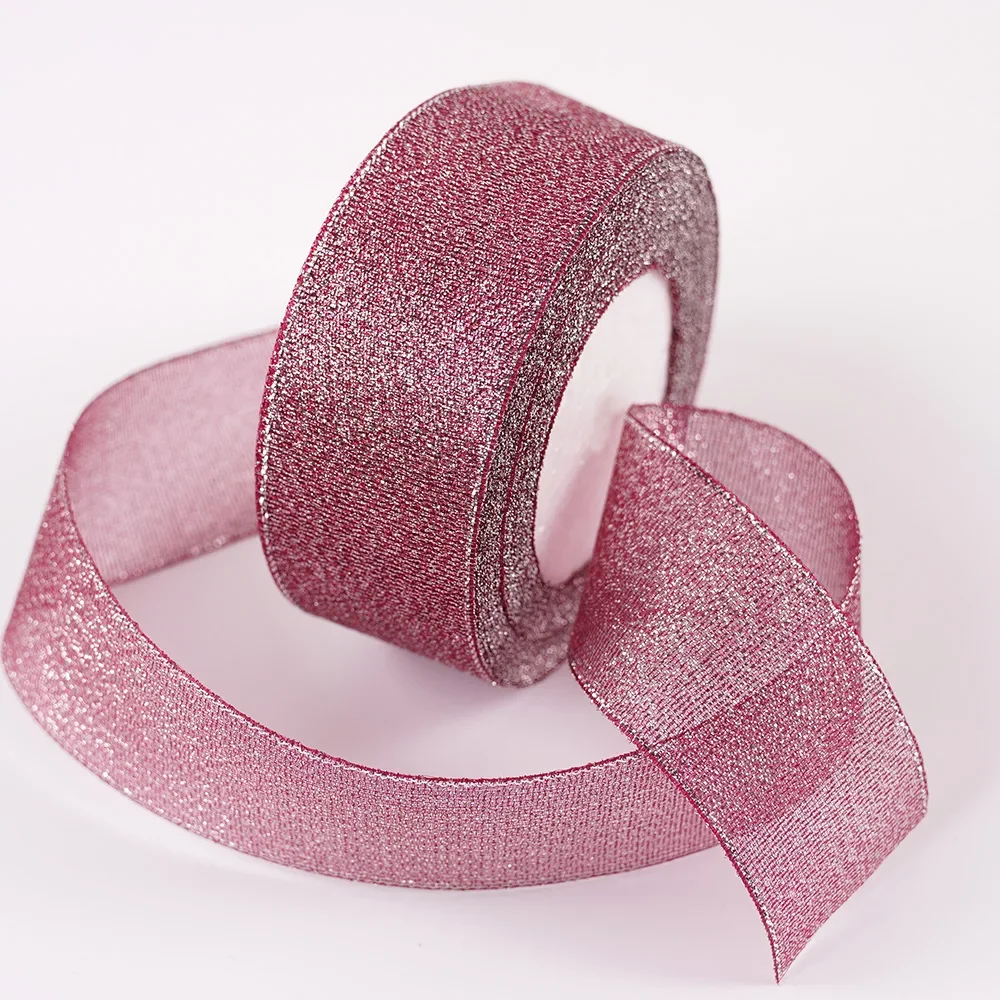 Glitter Organza Ribbon Bow for Decorations and Gift Wrapping, 40mm x 22m