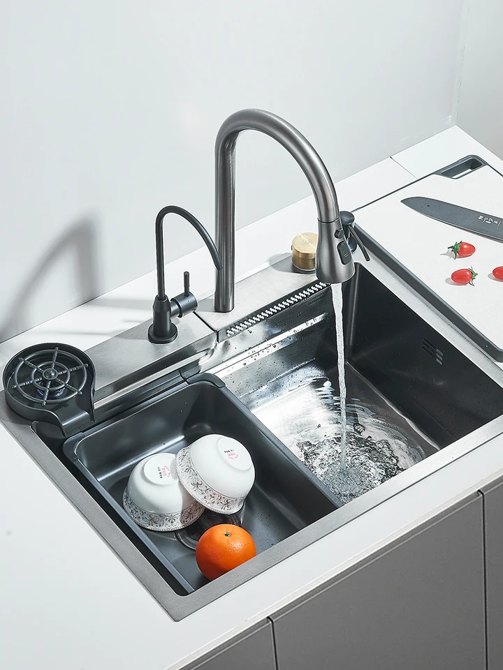 304 Stainless Steel Waterfall Kitchen Sink 60x45cm
