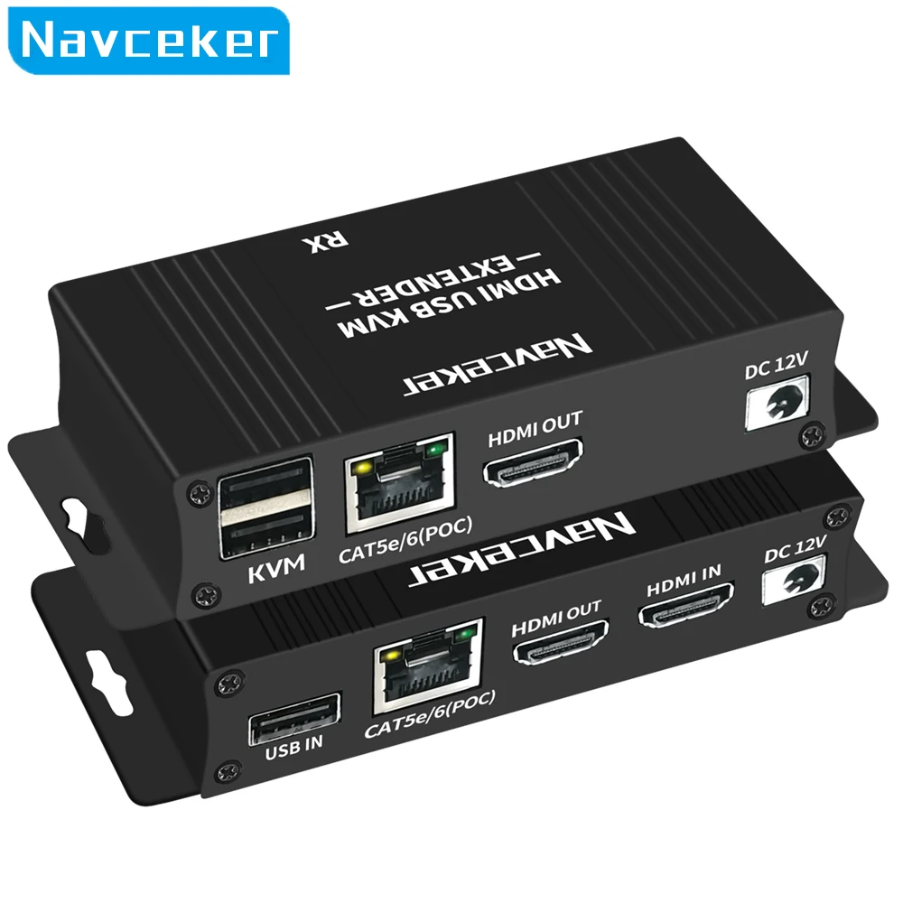 60M HDMI KVM Extender over Ethernet Cat5e/6 1080P Extender KVM USB POC Cable HDMI Loop Extender splitter for Mouse Keyboard PC