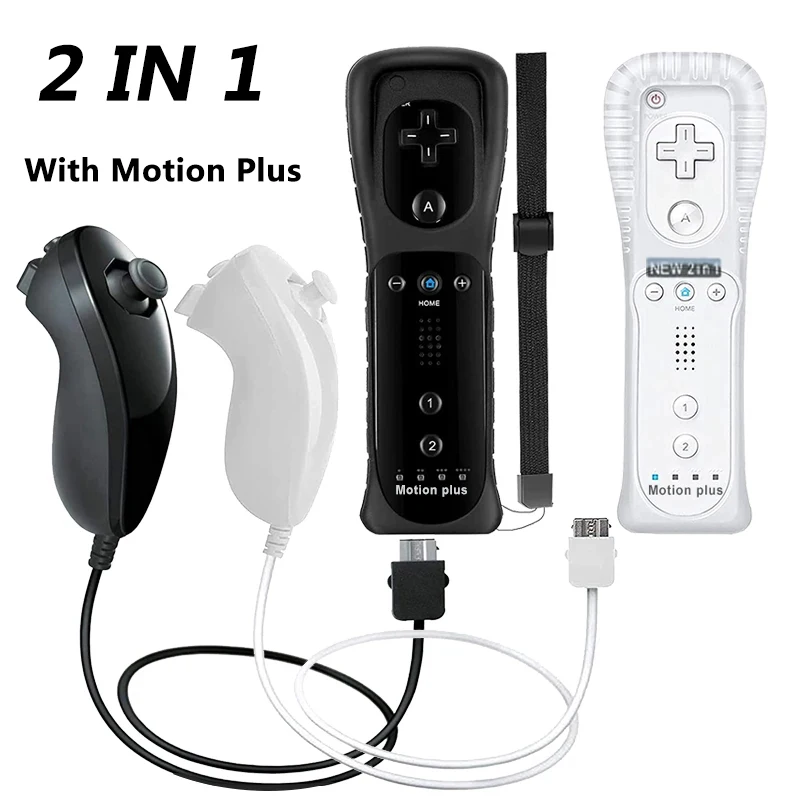 Mando Wii Controller Built-in Motion Plus Nunchuck for Nintendo Wii 2 In1  Set Wireless Gamepad Joystick Remote Game Accessories - AliExpress