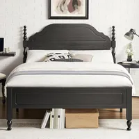 Wood Queen Size Bed Frame with Wooden Headboard and Footboard, Heavy Duty 12 Solid Wood Slats Support, Queen Bed Frame 1