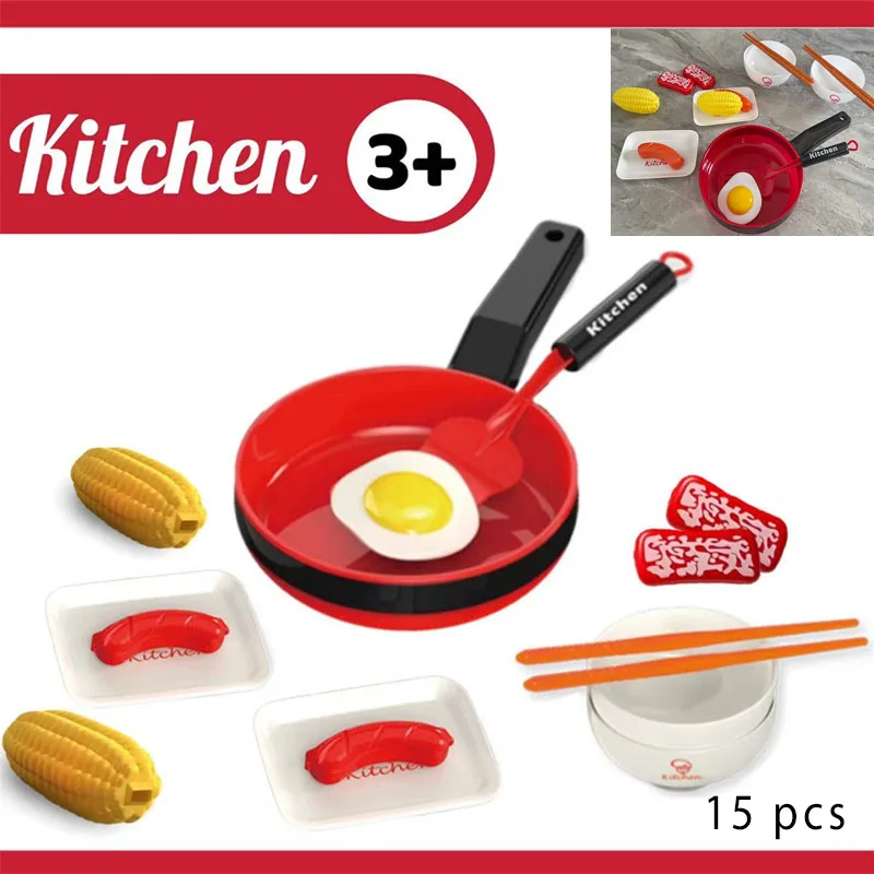 Kids Kitchen Toys Kitchen Game Set Pretend Play Food Games Simulation Vegetable Chicken Wings Pan Cooking Toys For Girls Gifts
