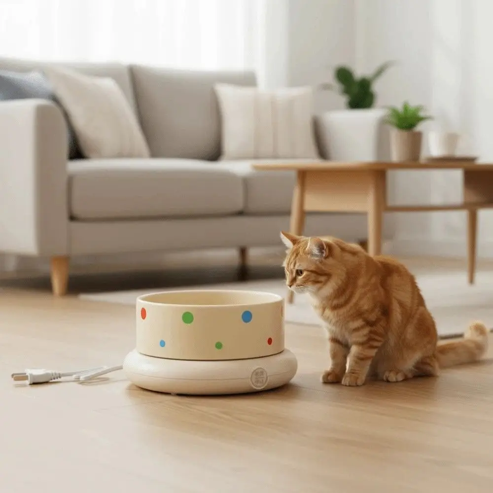 Ceramic Pet Heated Water Bowl Temperature Adjustable Noiseless Self-Heating Water Bowl Multifunction Non-slip