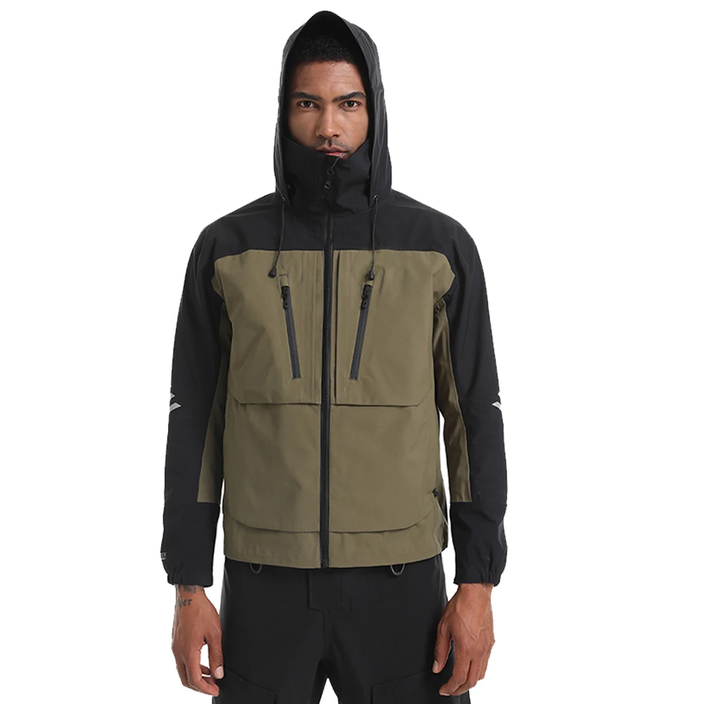 Men's Waterproof Pro Dry Fishing Jacket Breathable Outwear Seafaring with Hidden Hat 3