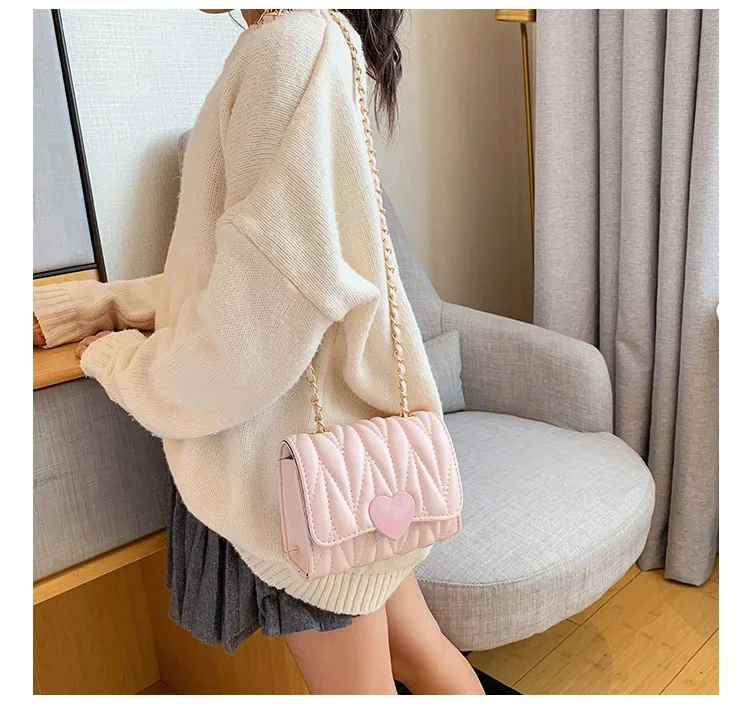 Schöne und süße neue koreanische Version Seiten taschen für Mädchen Mode All-Match-Umhängetaschen für Frauen Klappen tasche kleine Taschen – Detail 25