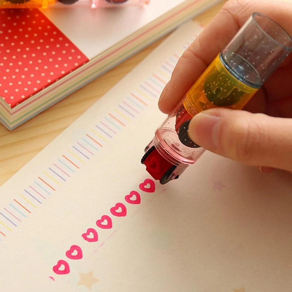 2 Set Funny Ink Stamp DIY Drawing Tools Kids Graffiti Stamper Roller Seal Toddler  Stamps Sponge Painting