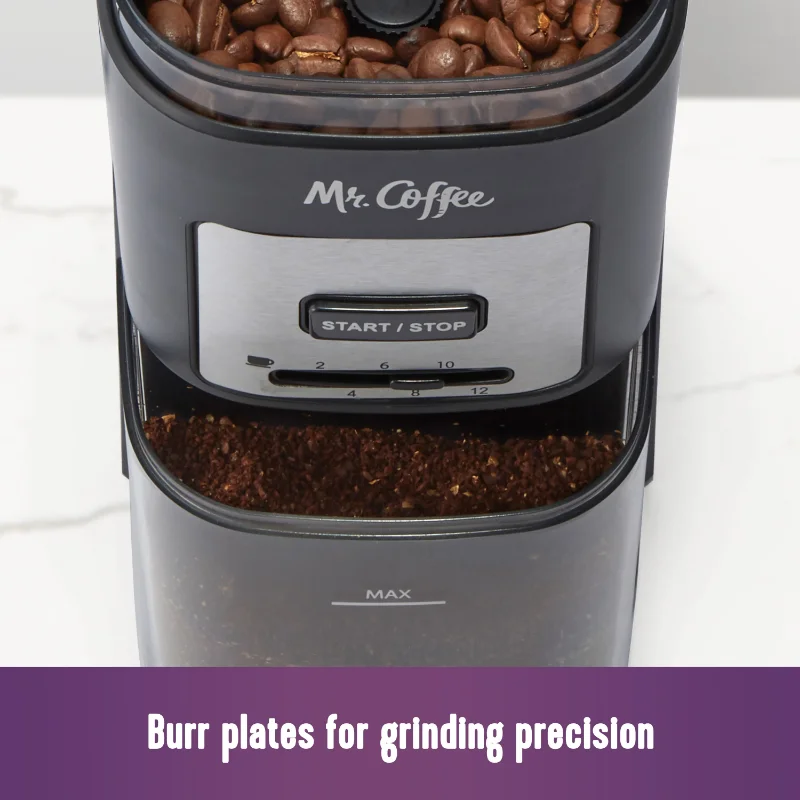 12-Cup Automatic Burr Grinder Mr. Coffee Black Precision Grinding
