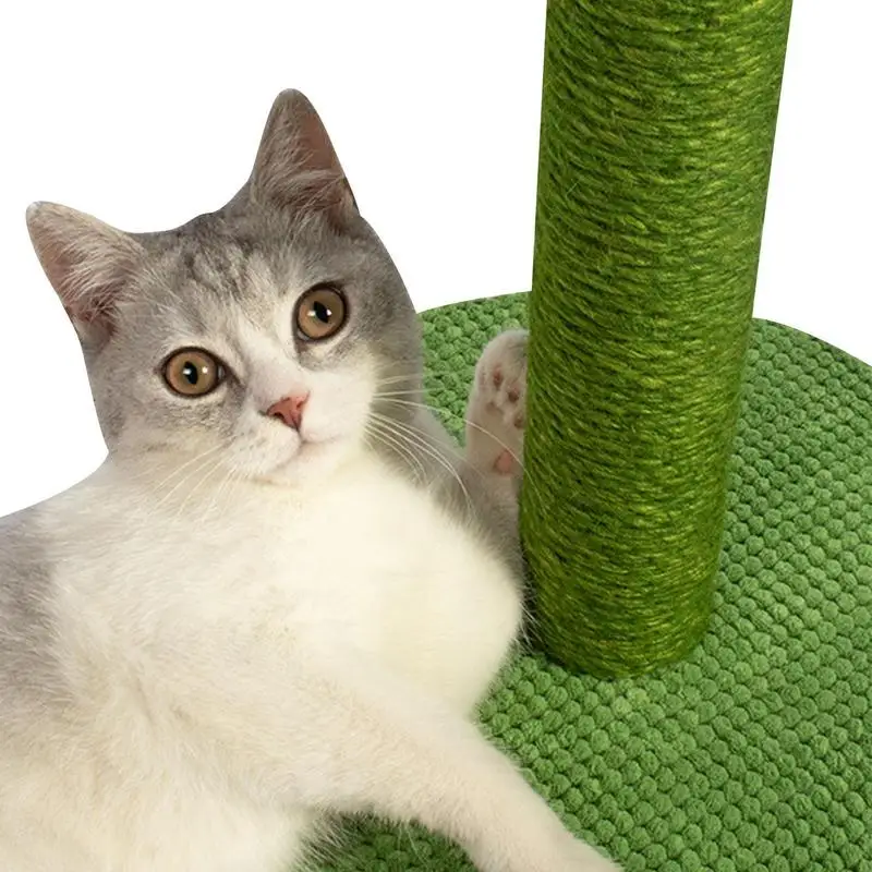 Cactus Cat Scratcher Tree Vertical Cactus Cat Tree Interactive Kitten Scratcher Featuring 3 Scratching Poles for Adult Kittens