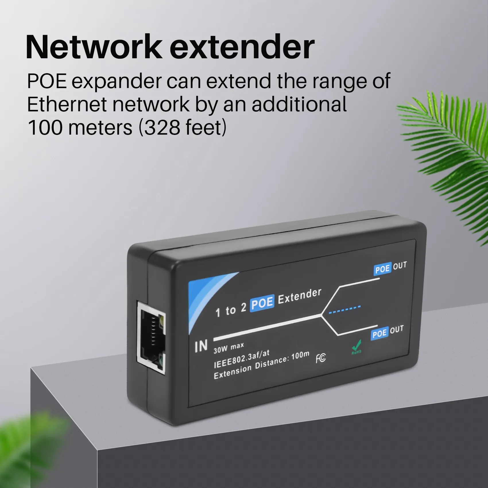 핫세일 2포트 POE 익스텐더 10/100Mbps IEEE 802.3Af 표준 입력/출력 지원 IP 카메라용 POE 범위 100미터까지 확장