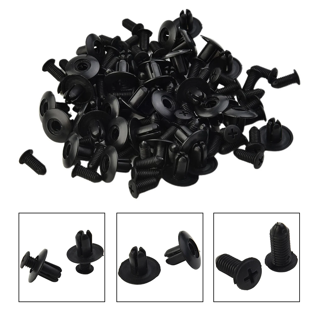 

100pcs Vehicle Clamps 8mm Universal Auto Plastic Screw Fasteners Fender Buckle Fixed Clips Interior Accessories Auto Fastener