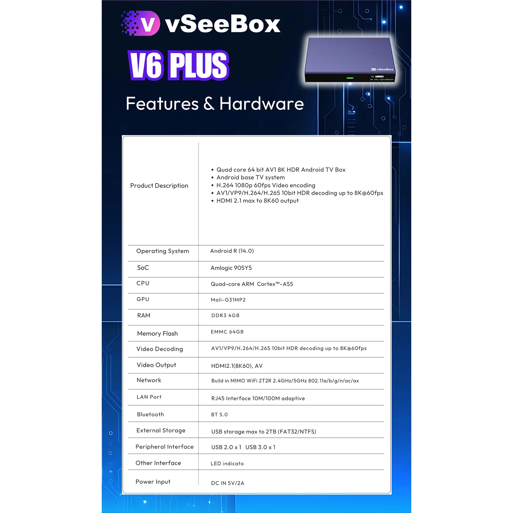 vSeeBox V6 Plus 64GB 8K HD - Image 2