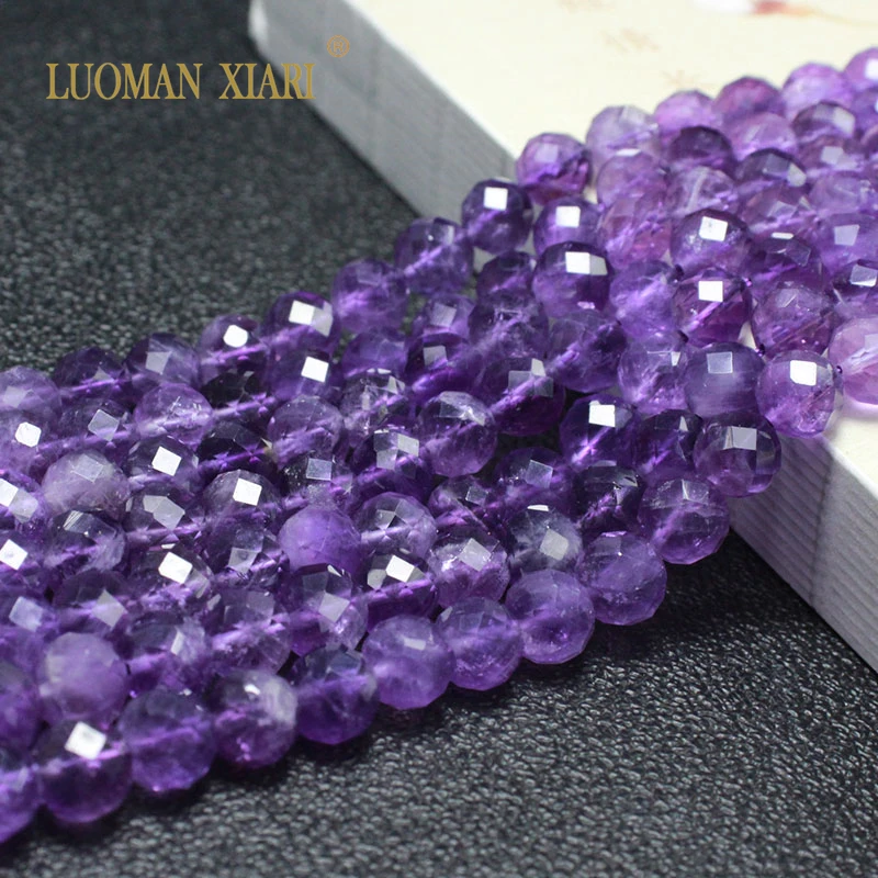 Loose gemstone beads Natural Stone Faceted Amethyst 6/8/10MM for jewelry making