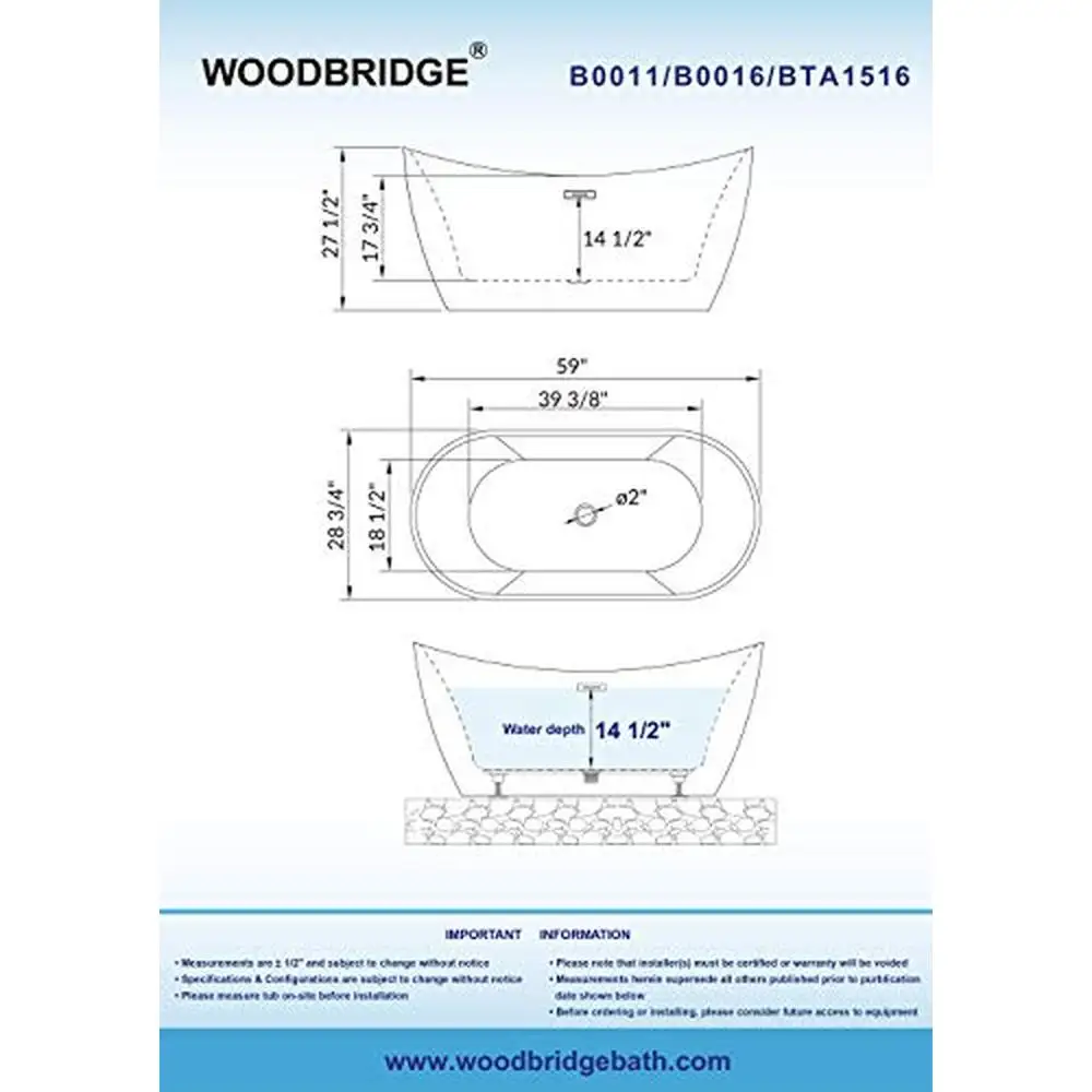 Contemporary White Acrylic Bathtub 59" Soaking Tub with Brushed Gold Overflow and Drain Non-Slip Design High Gloss LUCITE 6