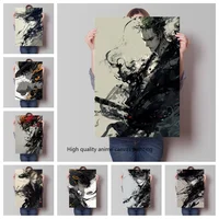 Luffy Zoro Anime Ink Poster, One Piece Canvas Painting, Anime Ink Document, HD Print, Bar Home Wall, Aesthetic Art Wall, Aesthetic Decoration Gift 1