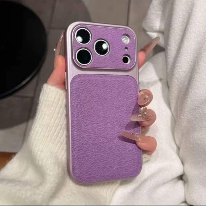 Luxury Matte Candy Color Leather Plating Phone Case - Business Shockproof Armor Cover