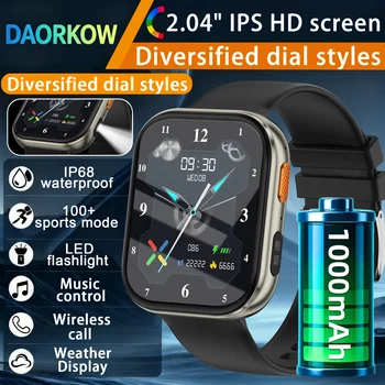 2026 2.04-inch Ultra Smart Watch 1000mAh High Capacity Battery Outdoor Sports Fitness Health Monitoring Smartwatch For Men Women 1